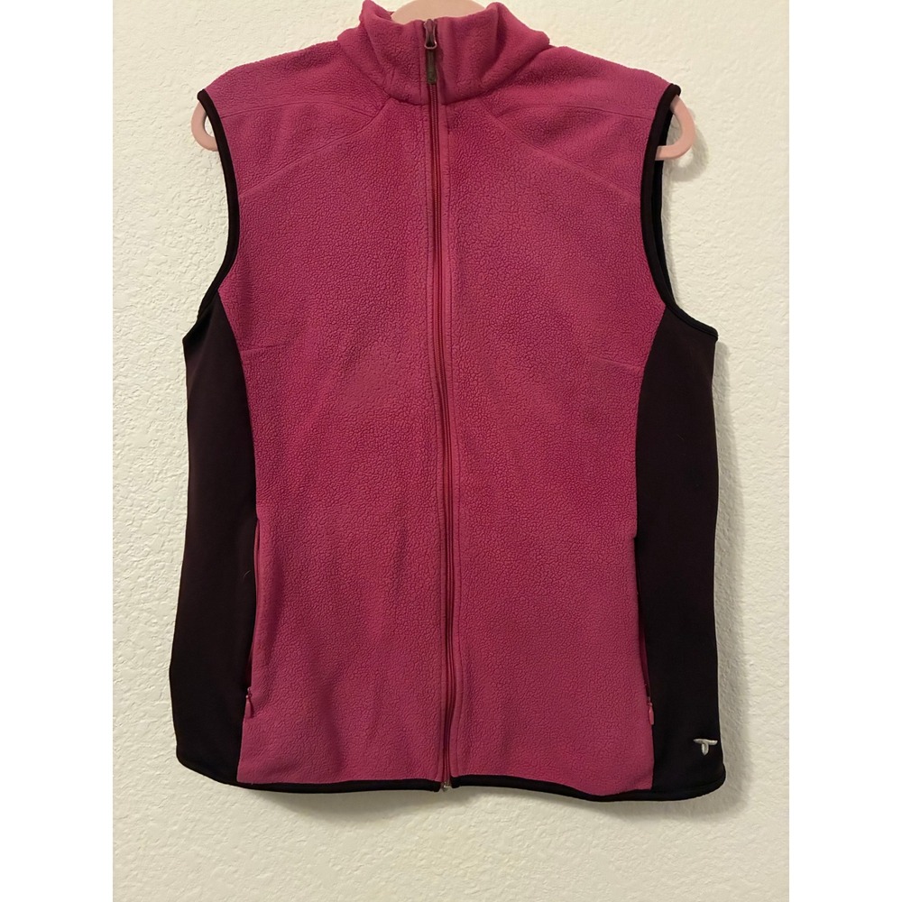 Columbia Titanium Fleece Vest Womens XL Pink Burgundy Full Zip Sleeveless Jacket